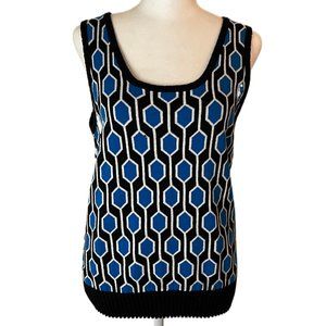 A Fine Mess Blue, Black & White Round Neck Vest  Size Large / XL
